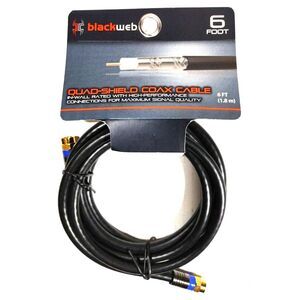 Blackweb 6 Feet Quad Shield Coax Cable Ideal for Home Theater Sytems 1843A